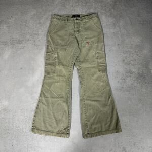 Aeropostale Low Rise Flare Utility Pants Green - Size: 8